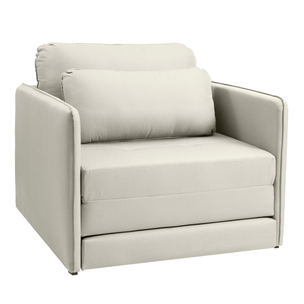 Poltrona Cama Ipê em Veludo Off White