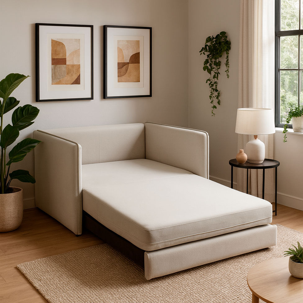 Poltrona Cama Ipê em Veludo Off White - Imagem 5