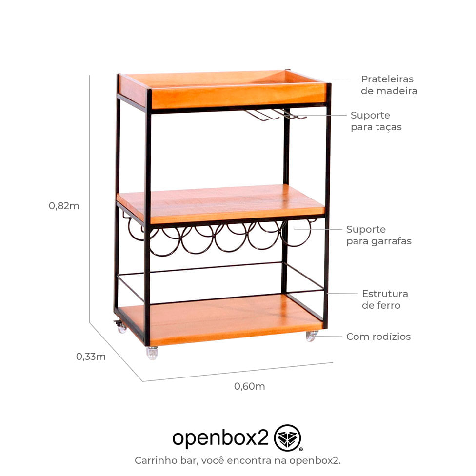 Carrinho Adega Slim com Rodizio - Imagem 9