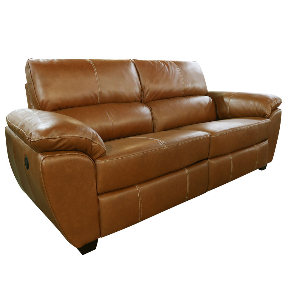 Sofá Retrátil e Reclinável Frank em Couro Mel com USB 2,20m - Imagem 3