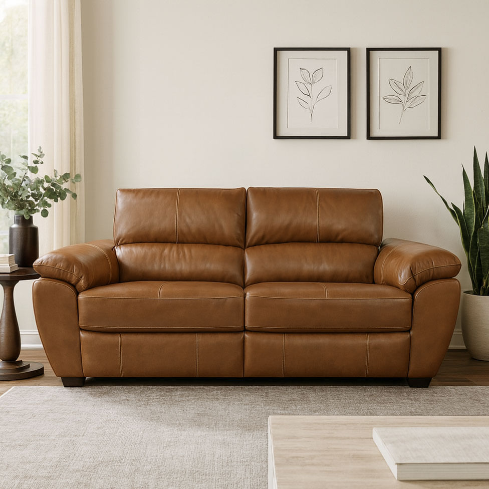 Sofá Retrátil e Reclinável Frank em Couro Mel com USB 2,20m - Imagem 4