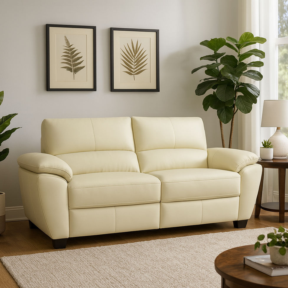 Sofá Retrátil e Reclinável Frank em Couro Off White com USB 2,20m - Imagem 3