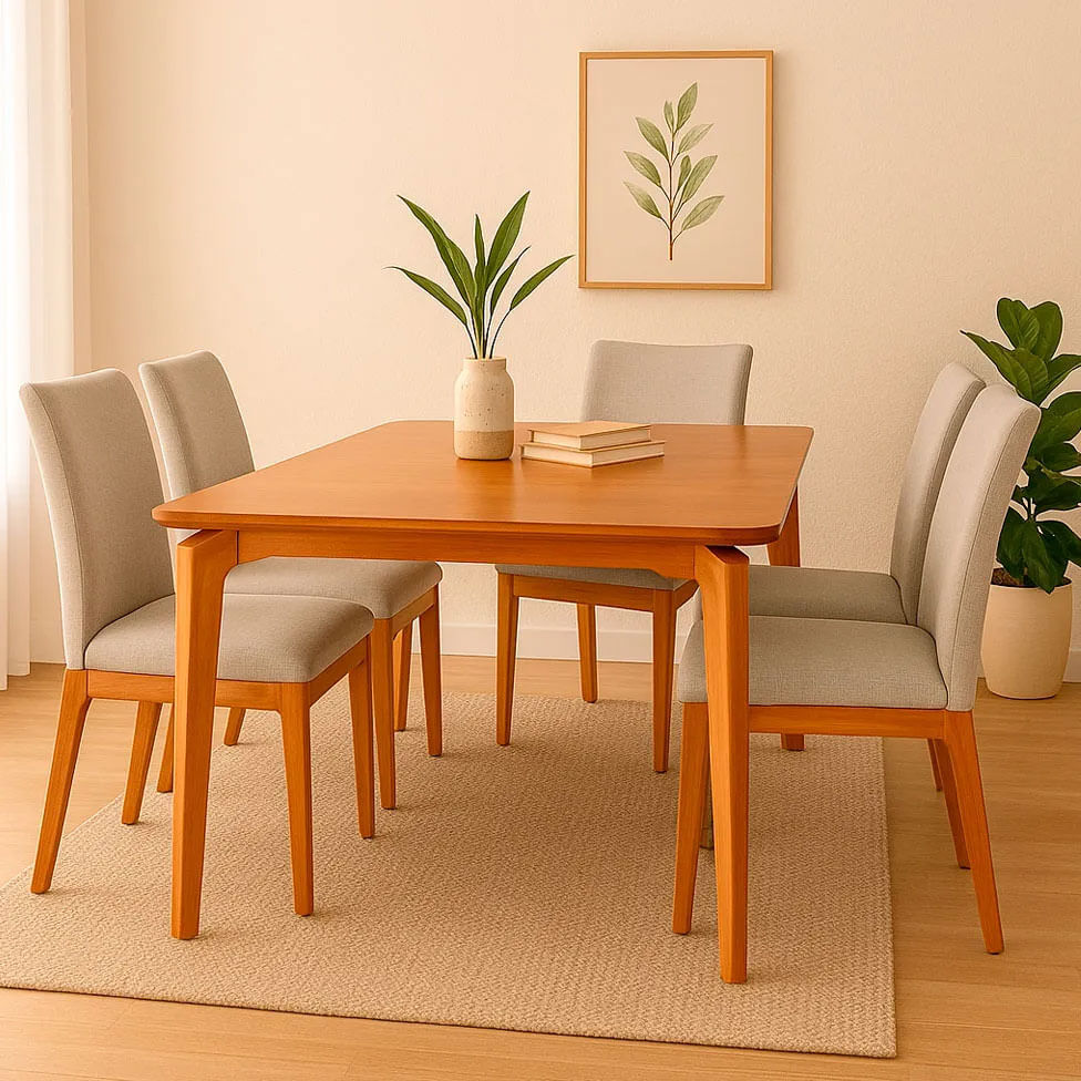 Mesa de Jantar Alpha Retangular em Madeira Maciça Castanho 130x90 - Imagem 2