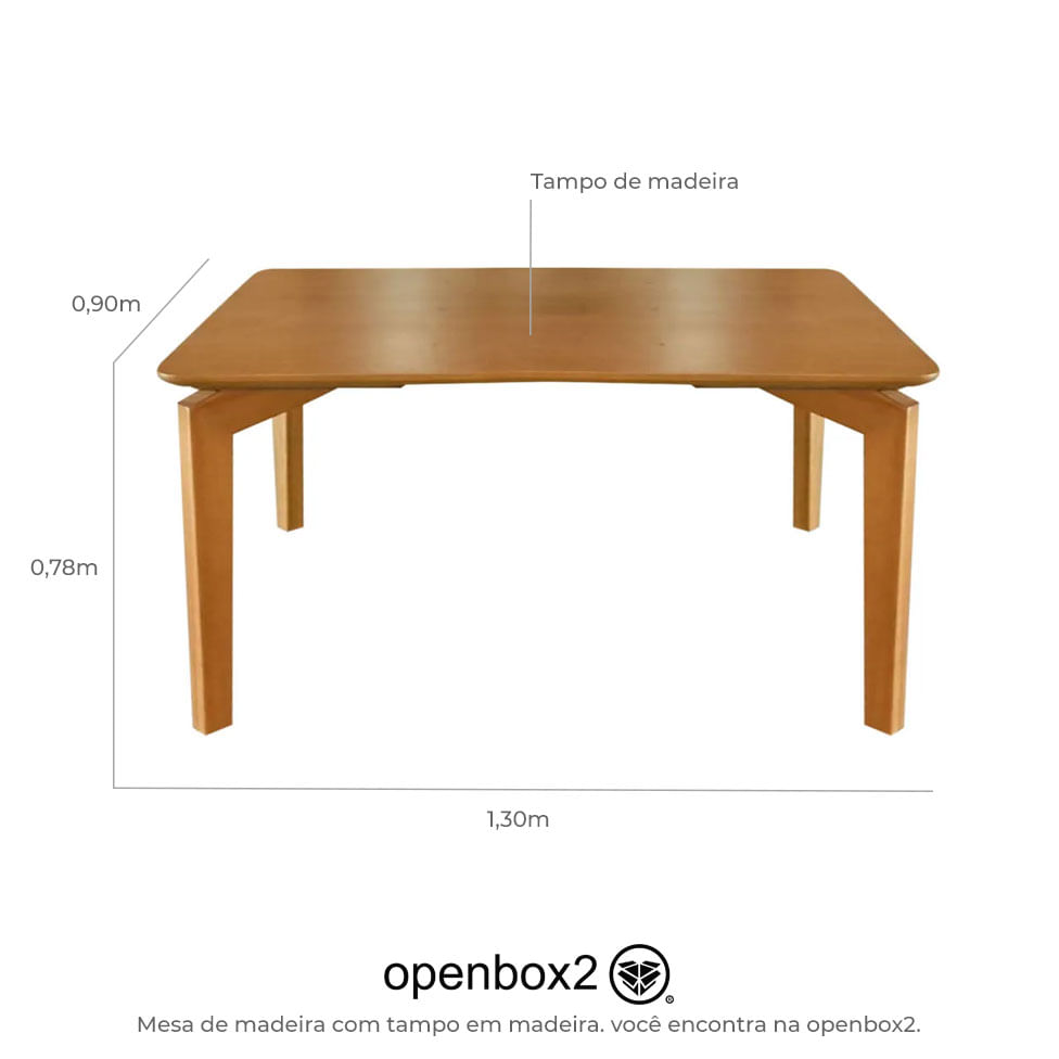 Mesa de Jantar Alpha Retangular em Madeira Maciça Castanho 130x90 - Imagem 3