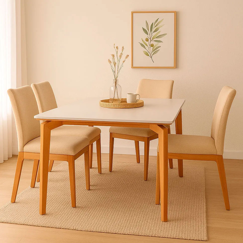 Mesa de Jantar Alpha Retangular Castanho com Tampo em Vidro Off White 160x90 - Imagem 2