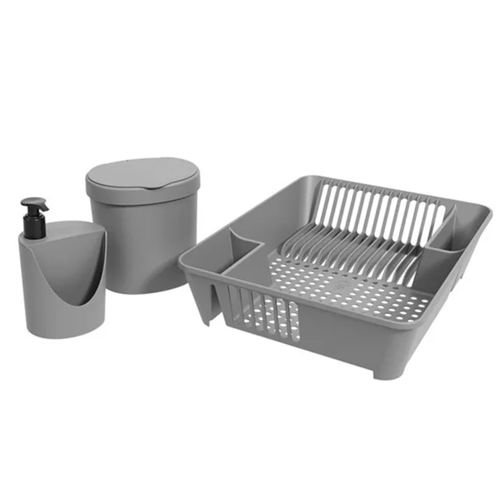 Kit Organize Sua Pia Basic Cinza