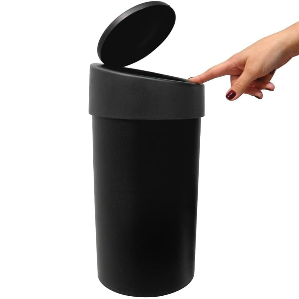 Lixeira com Abertura por Toque 9 Litros Preto - Imagem 2