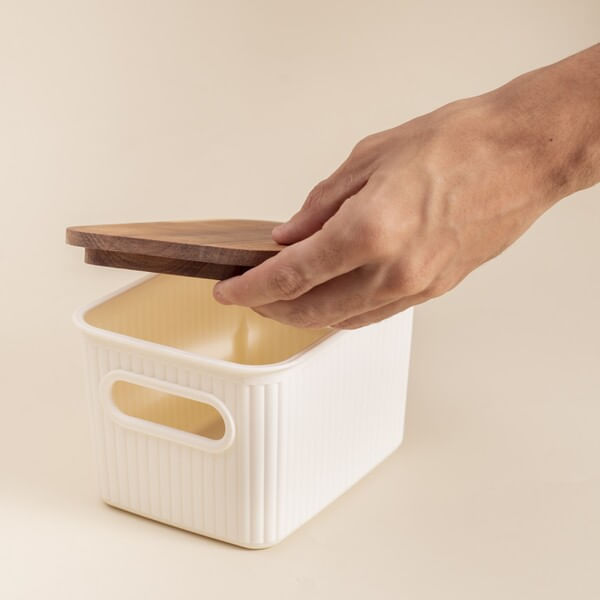 Caixa Organizadora Canelada 1,5L com Tampa de Acácia - Imagem 4