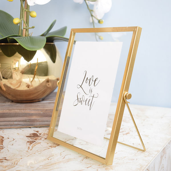 Porta Retrato Metal e Vidro 15X20 Dourado - Imagem 2