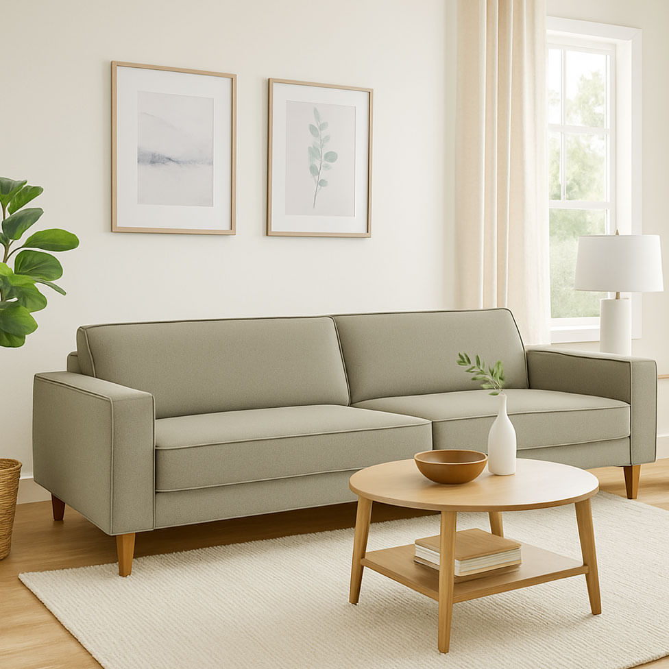 Sofá Living Camafeu em Linho Cinza 2,20m - Imagem 2