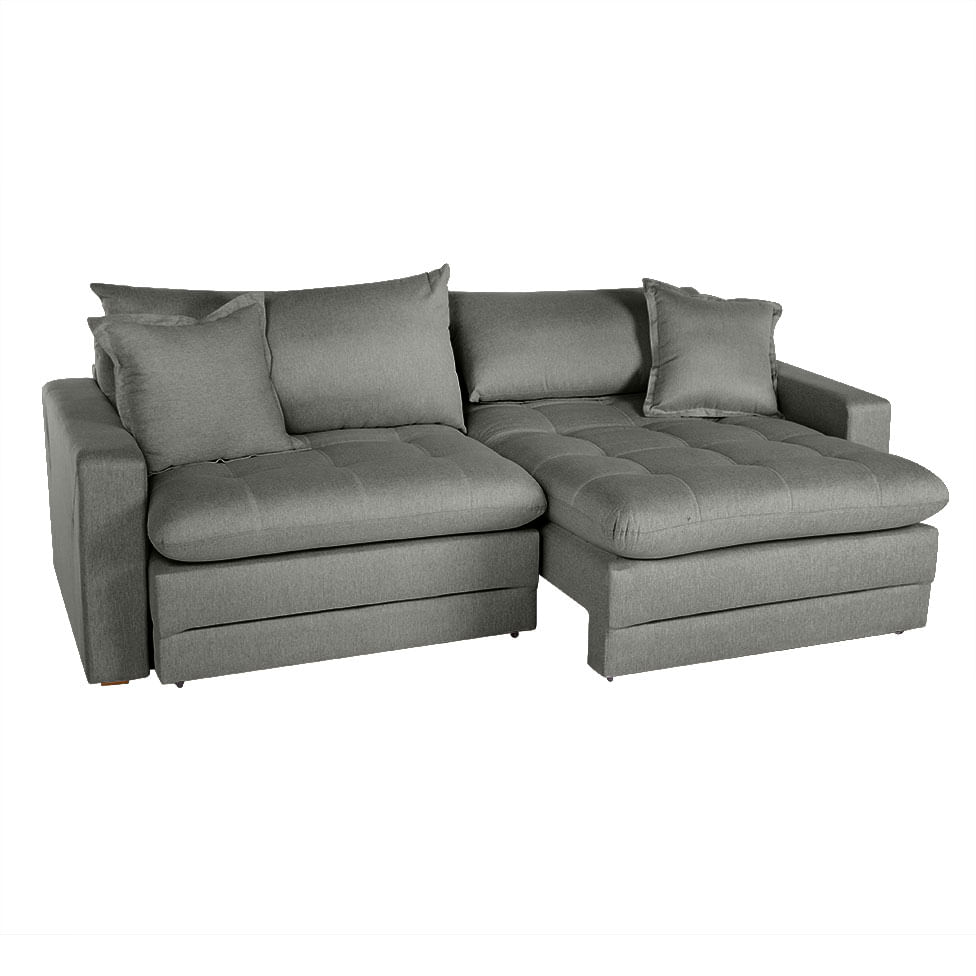 Sofa Beirute Retrátil com Pillow Top em Linho Cinza 2,30m
