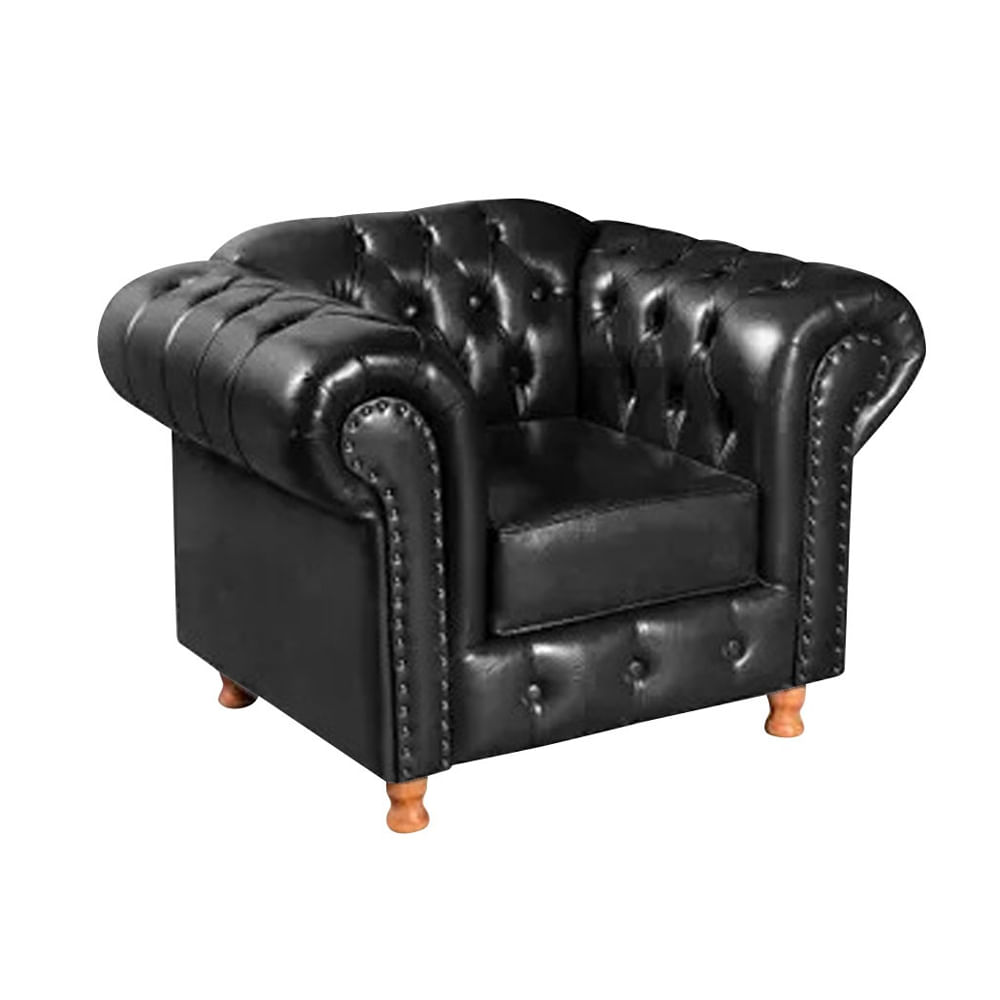 Poltrona Chesterfield Paris Preta 1,20m