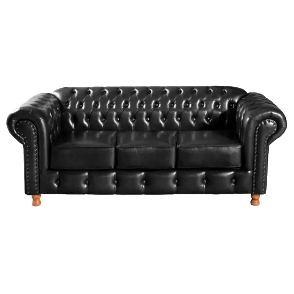 Sofá Chesterfield Paris Preto 2,20m