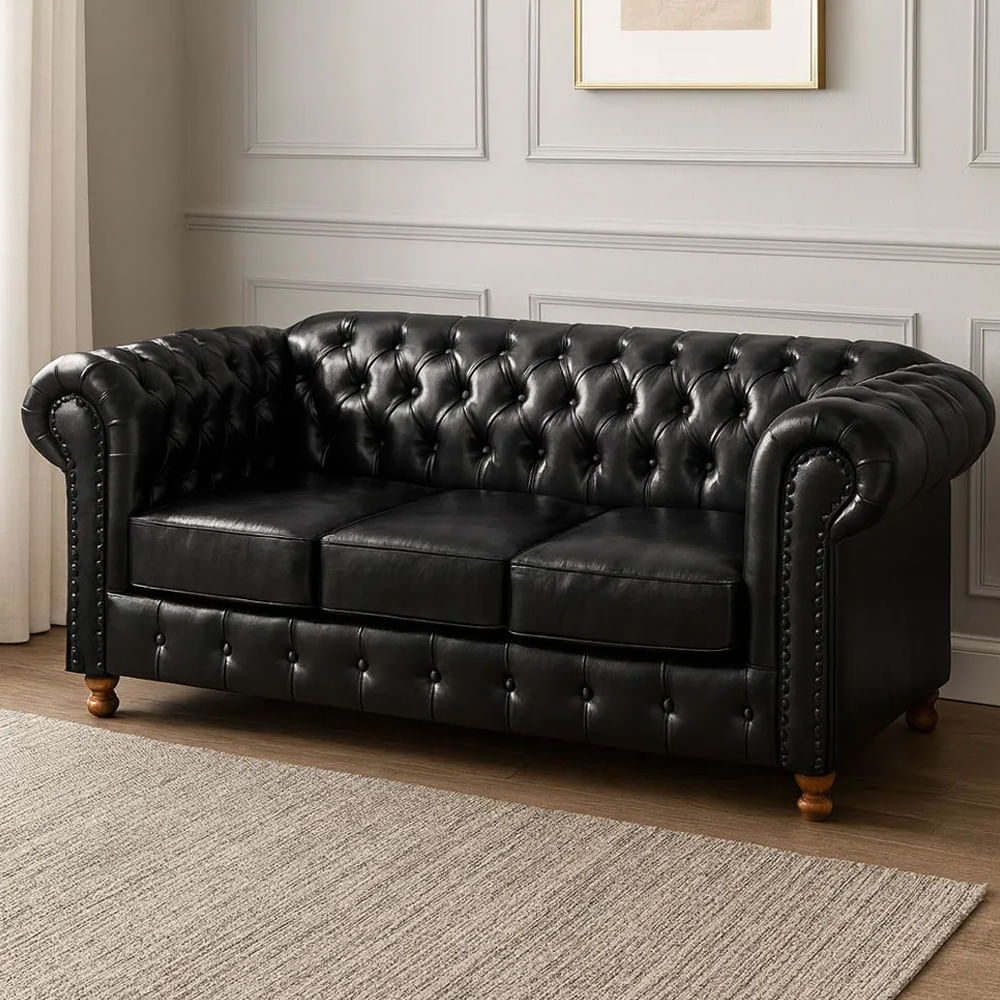 Sofá Chesterfield Paris Preto 2,20m - Imagem 4