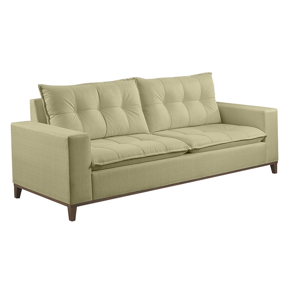 Sofa Rio Fixo em Linho Areia Base Canela 1,80m