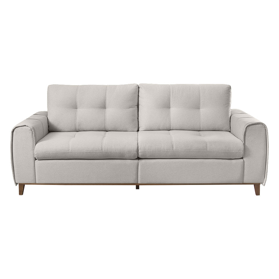 Sofa Leblon Fixo em Linho Cinza Claro Base Canela 2,20m