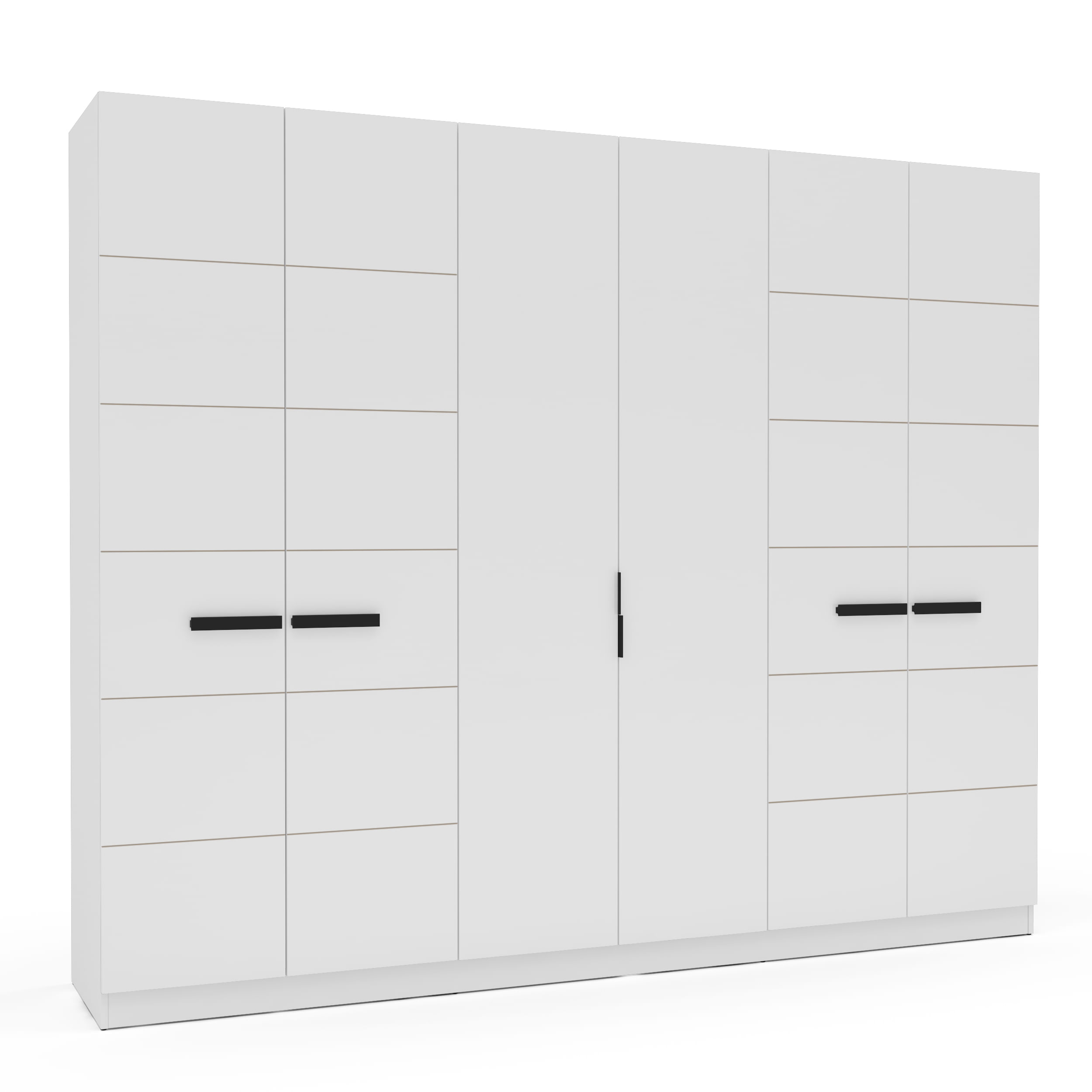 Guarda-Roupa Lisboa com 6 Portas e 4 Gavetas Branco e Freijó