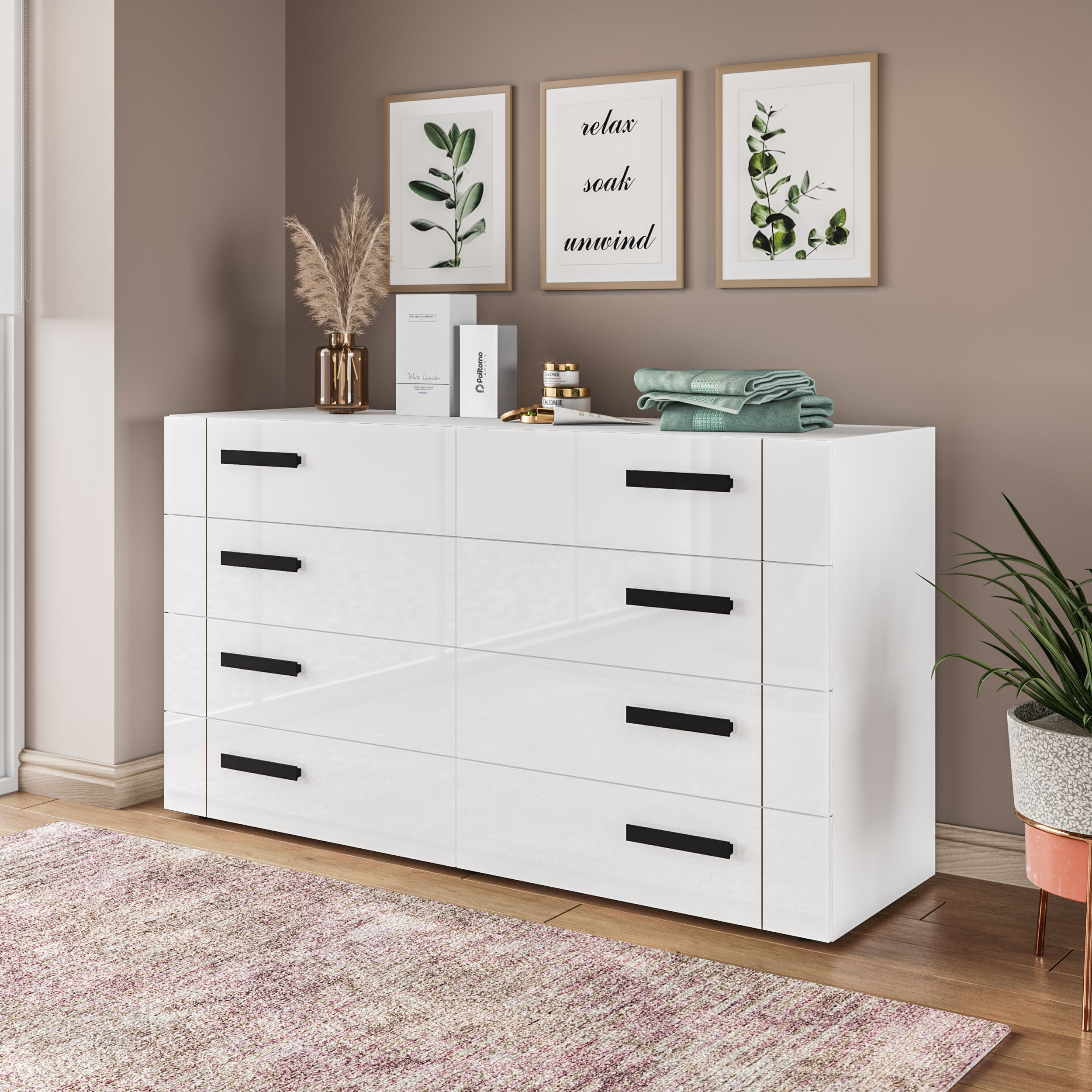 Cômoda Lisboa com 8 Gavetas Branca - Imagem 3