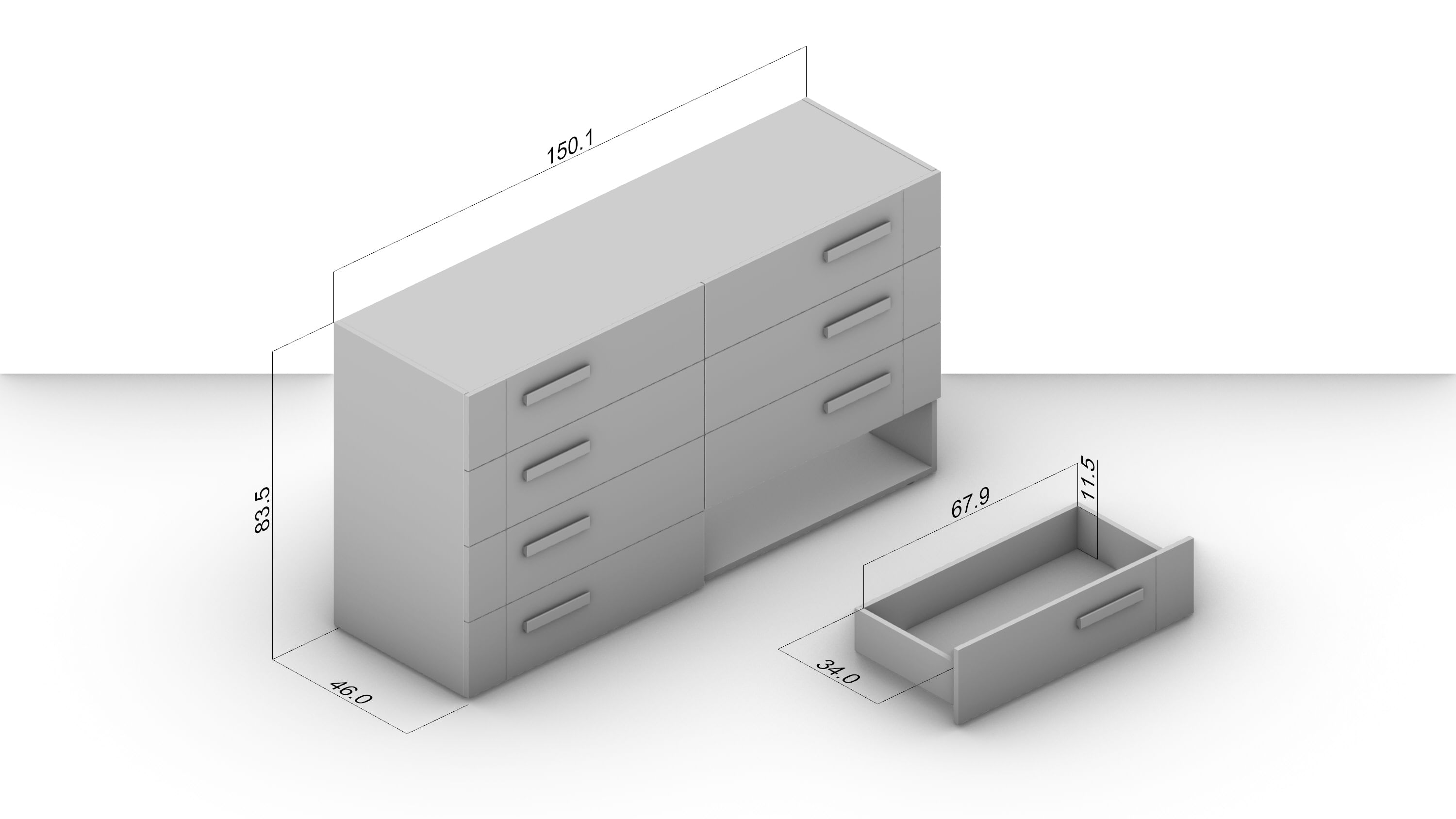 Cômoda Lisboa com 8 Gavetas Branca - Imagem 4