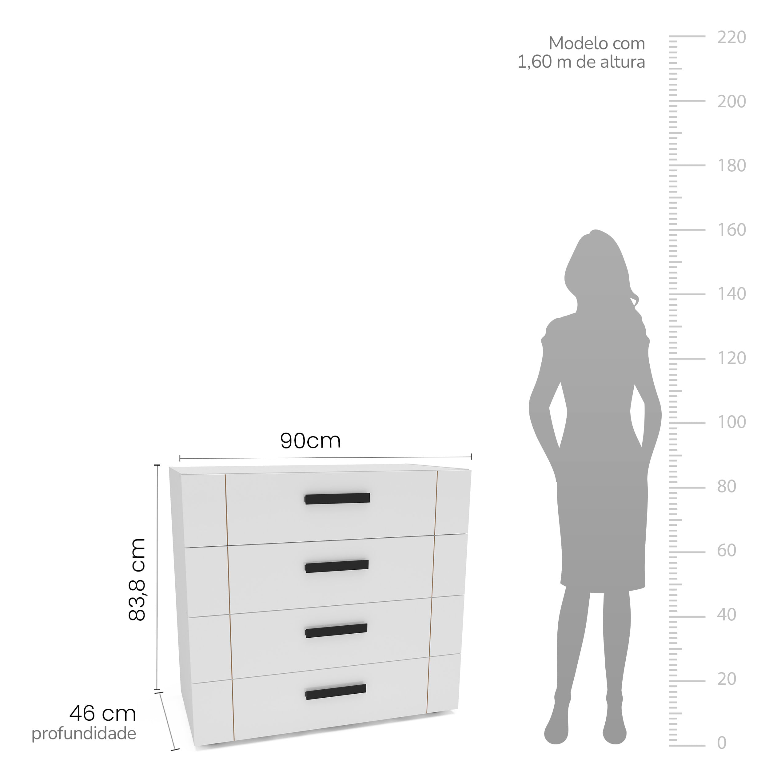 Cômoda Lisboa com 4 Gavetas Branca - Imagem 5