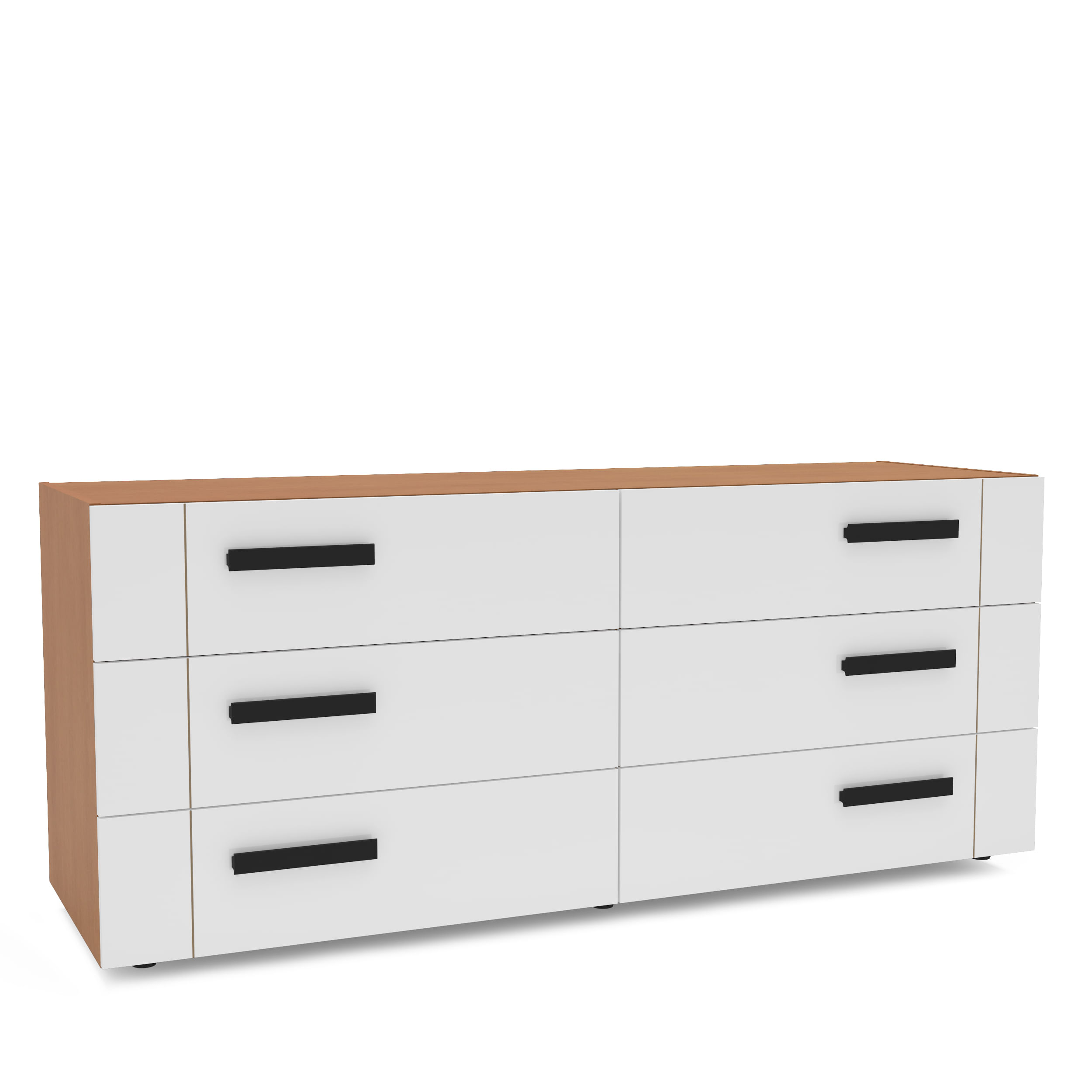 Cômoda Lisboa com 6 Gavetas Branca e Freijó