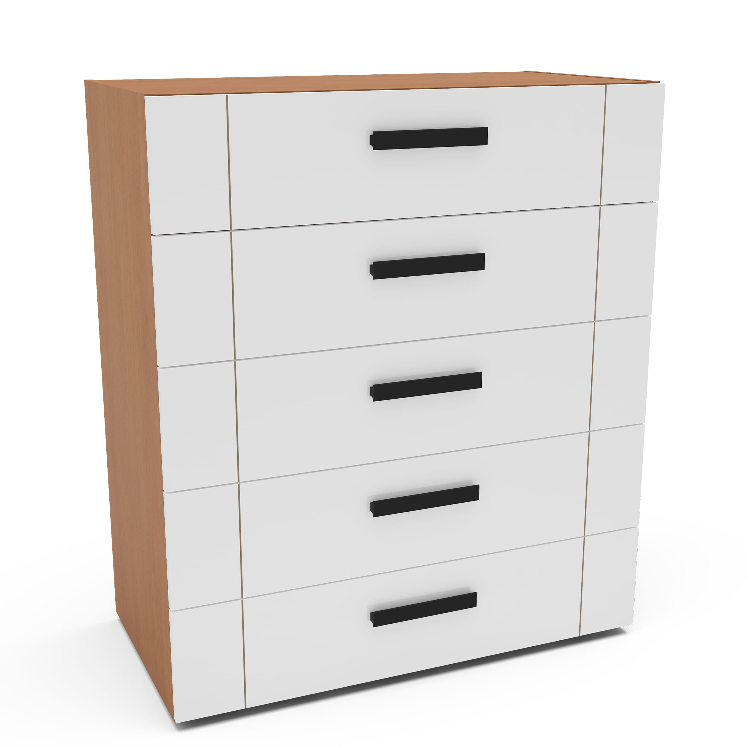 Cômoda Lisboa com 5 Gavetas Branca e Freijó