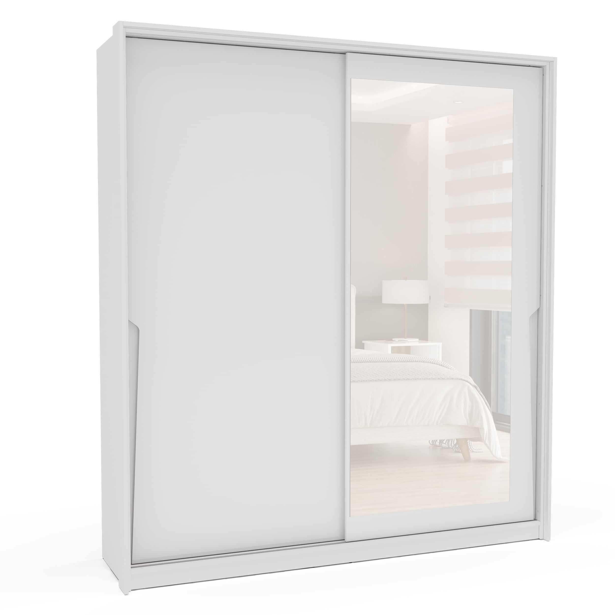 Guarda-Roupa Porto 2 Portas de Correr com Espelho Branco