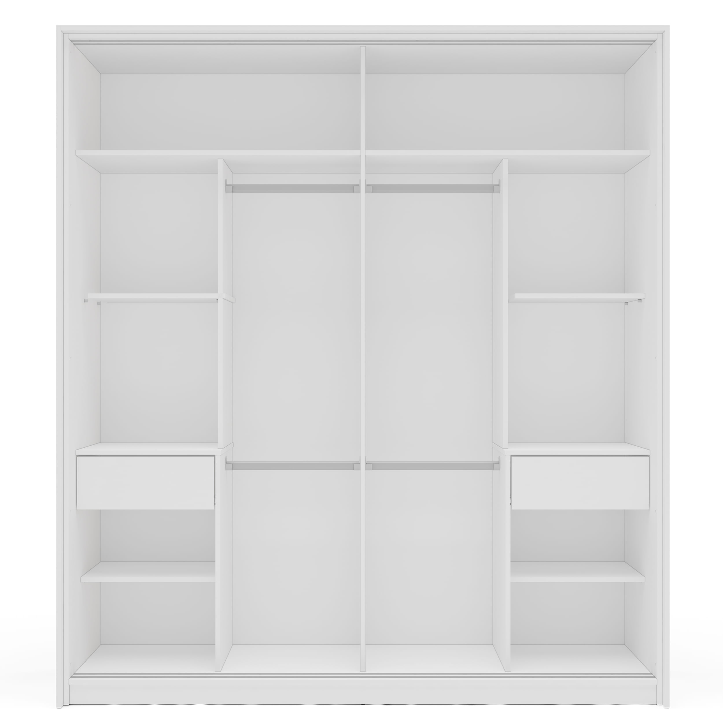 Guarda-Roupa Porto 2 Portas de Correr com Espelho Branco - Imagem 2