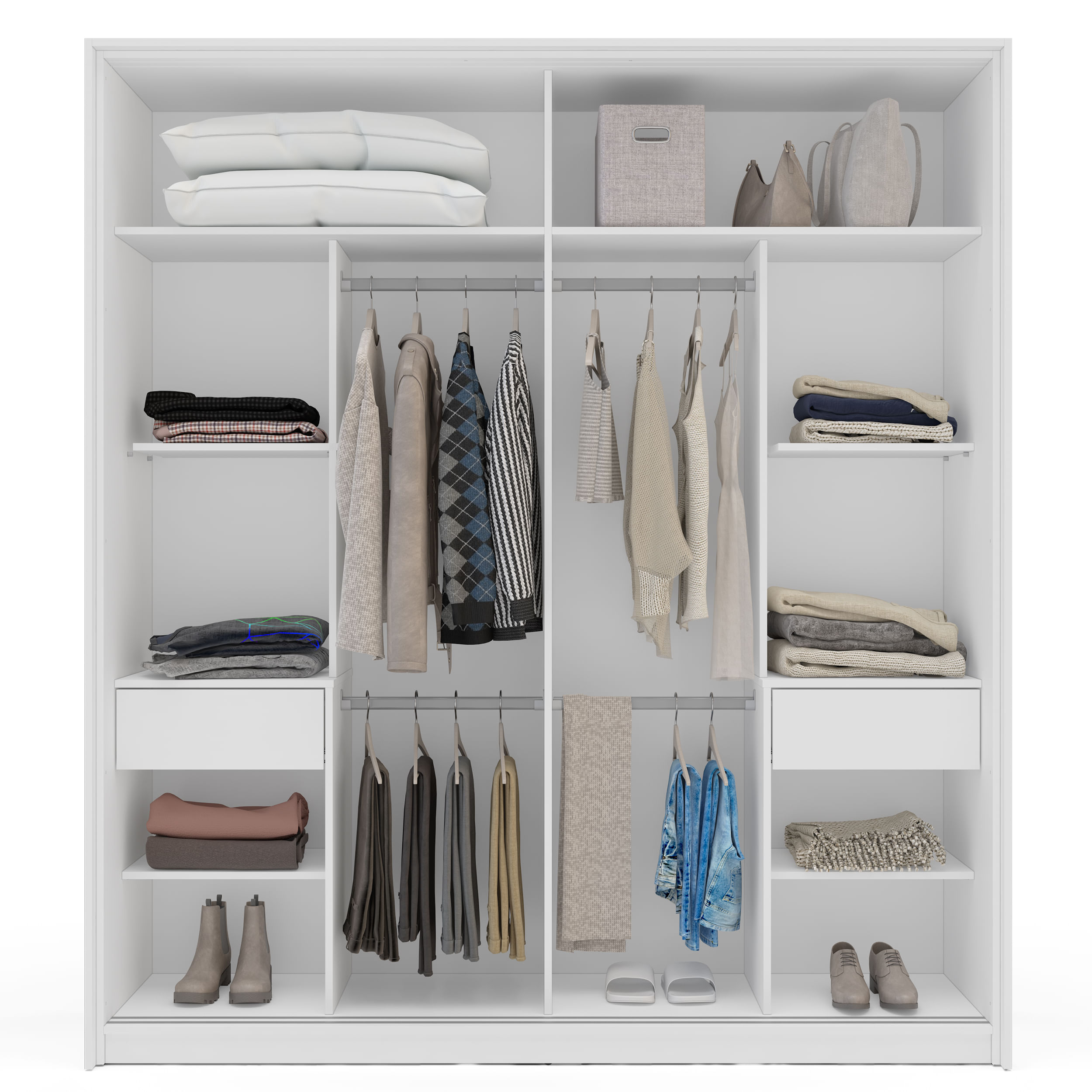 Guarda-Roupa Porto 2 Portas de Correr com Espelho Branco - Imagem 3