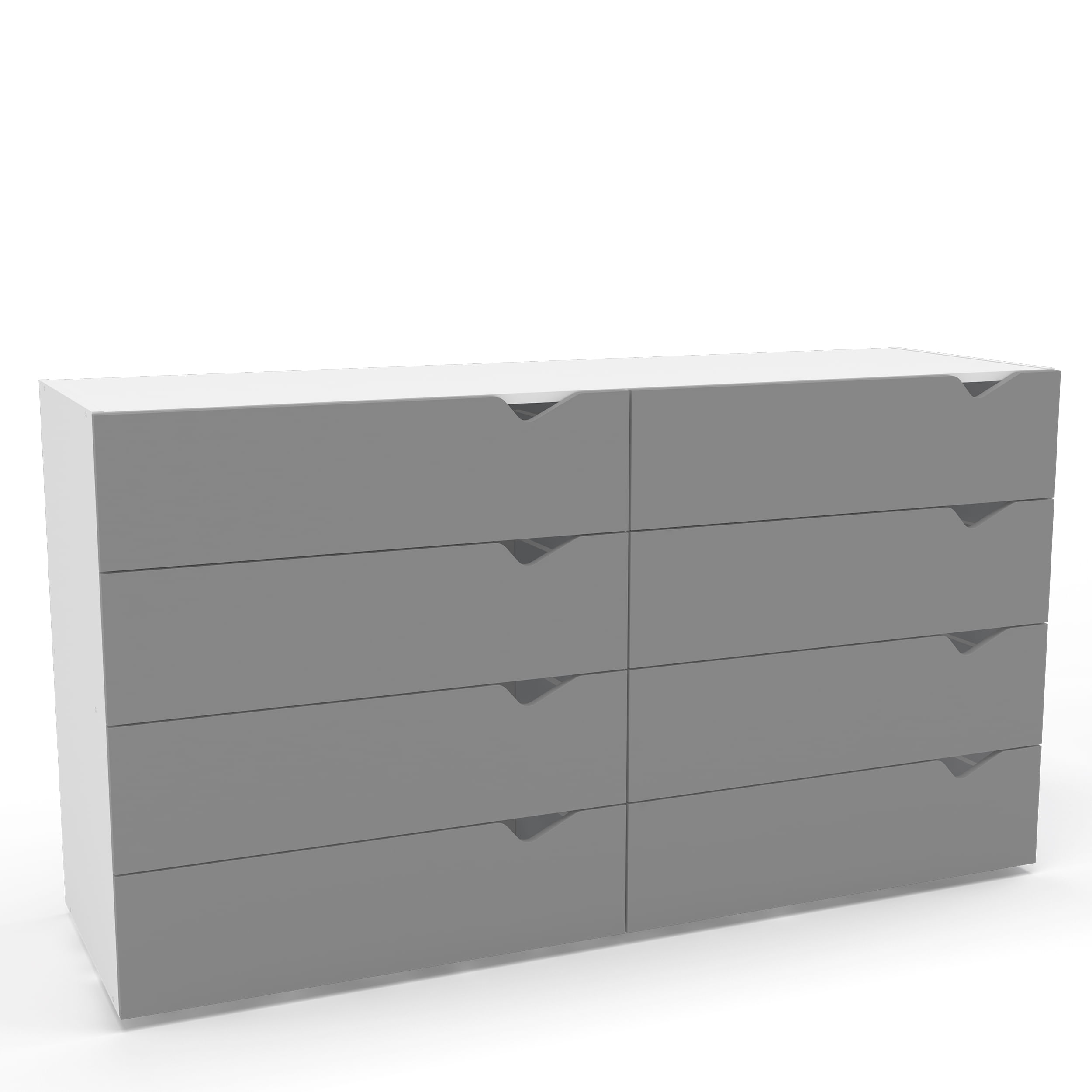 Cômoda Porto com 8 Gavetas Branco e Cinza
