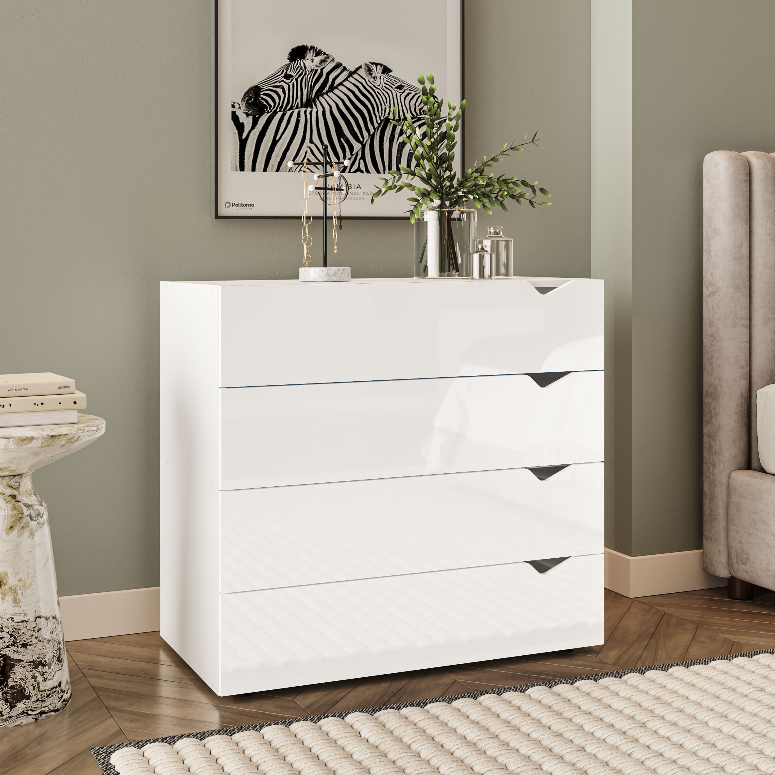 Cômoda Porto com 4 Gavetas Branco - Imagem 3