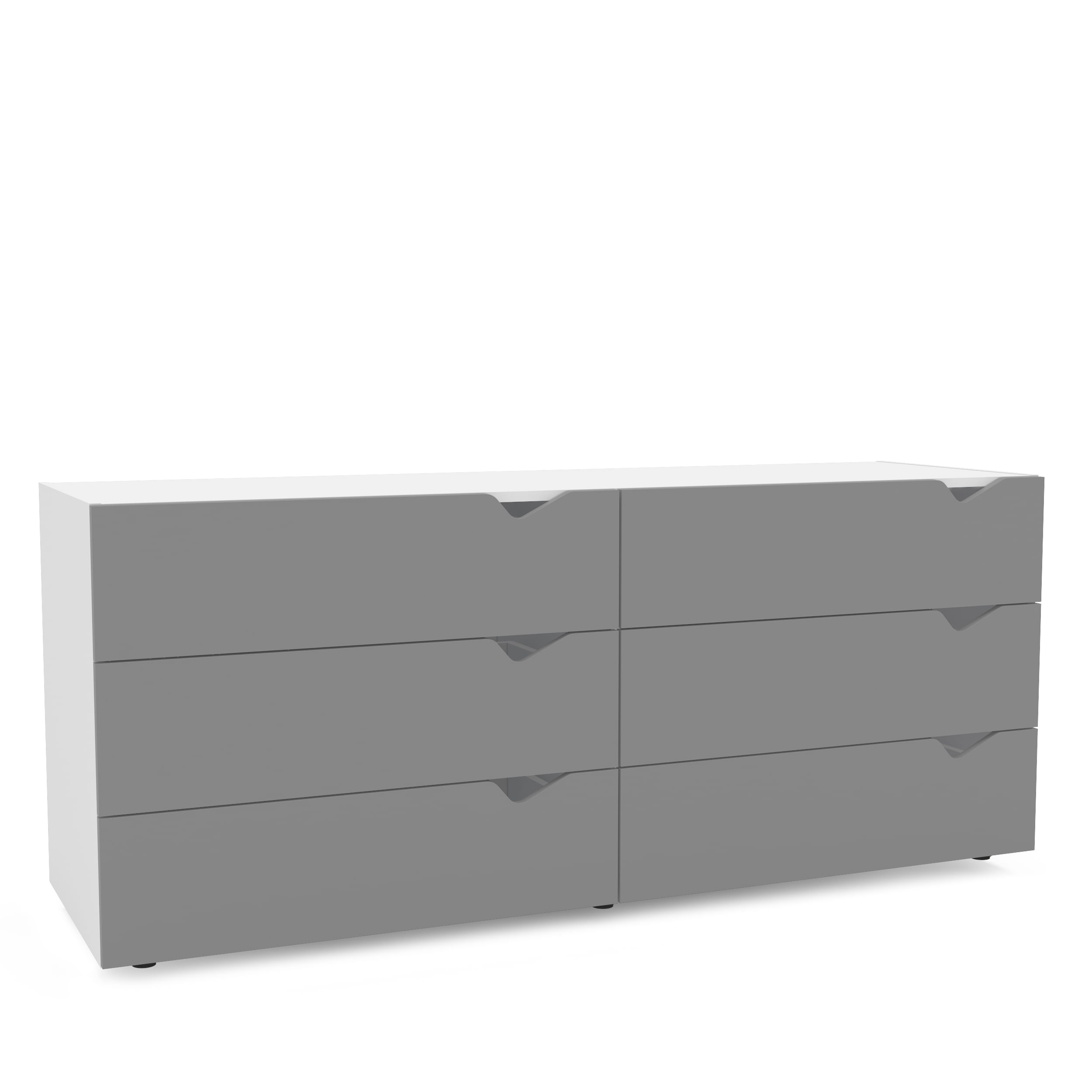Cômoda Porto com 6 Gavetas Branco e Cinza