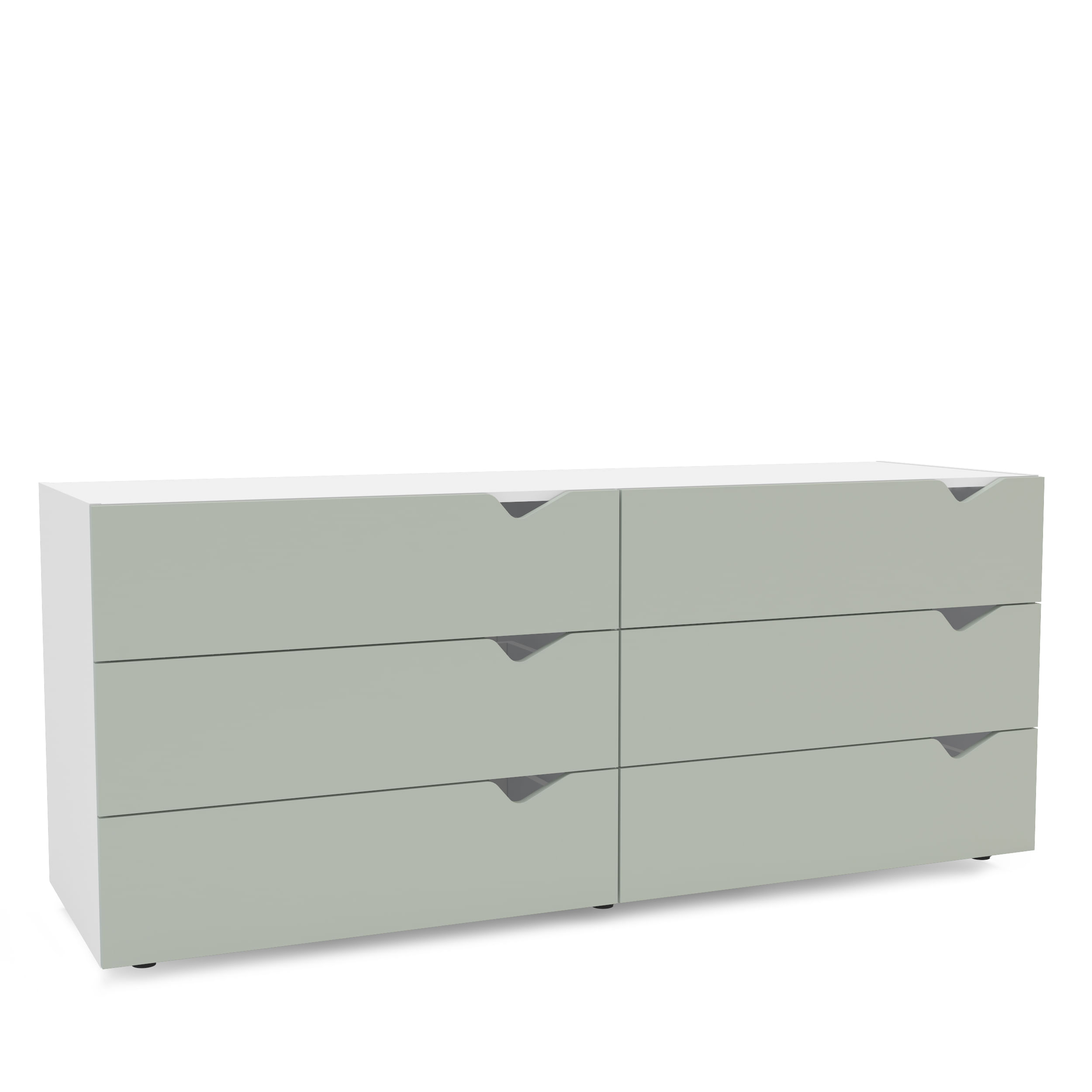 Cômoda Porto com 6 Gavetas Branco e Verde