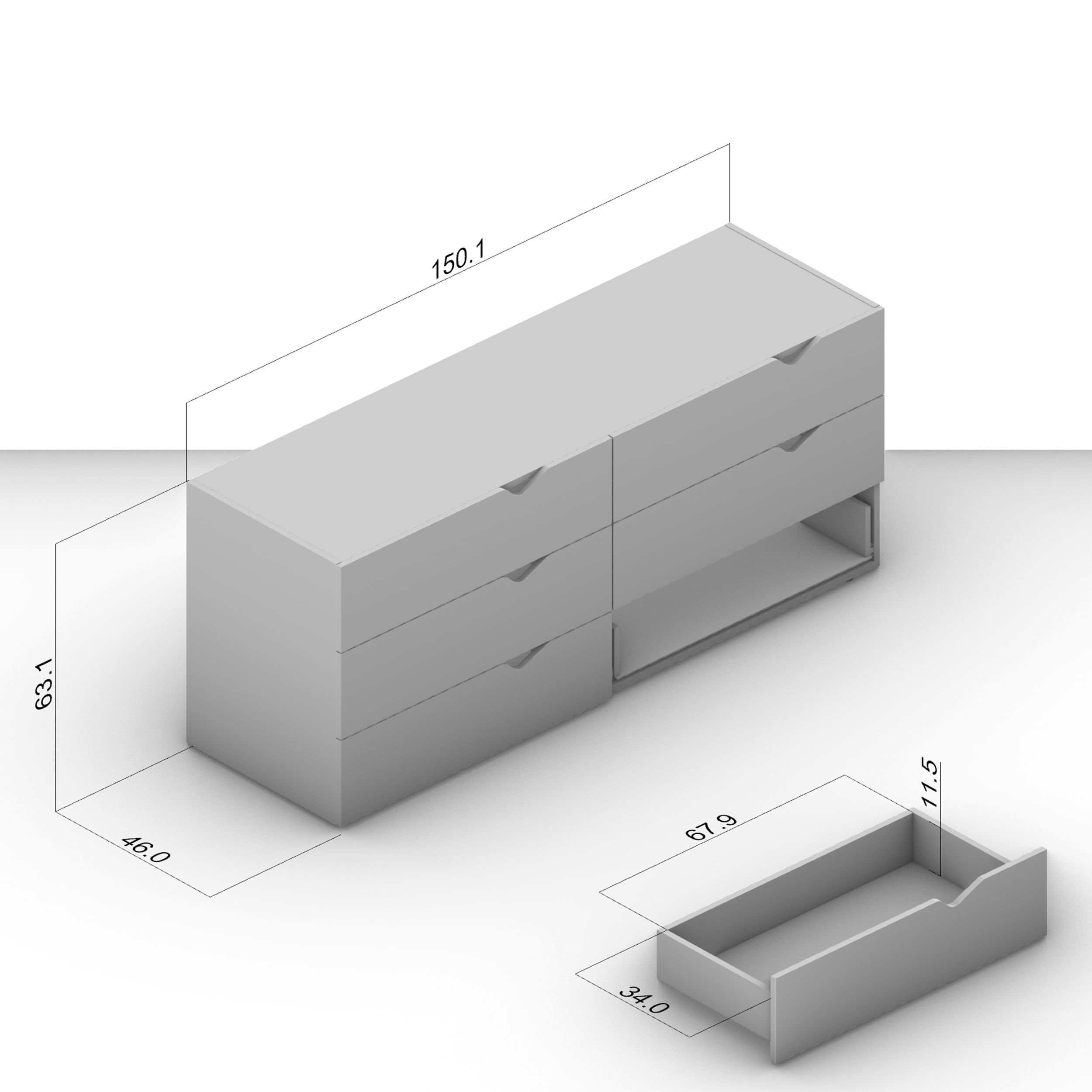 Cômoda Porto com 6 Gavetas Branco e Creme - Imagem 4