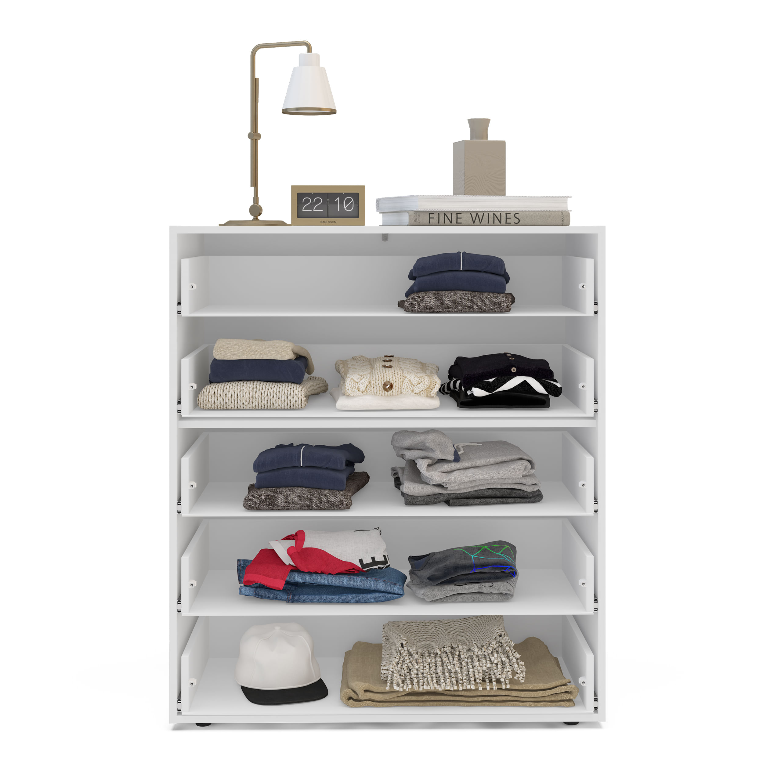 Cômoda Porto com 5 Gavetas Branco e Cinza - Imagem 2