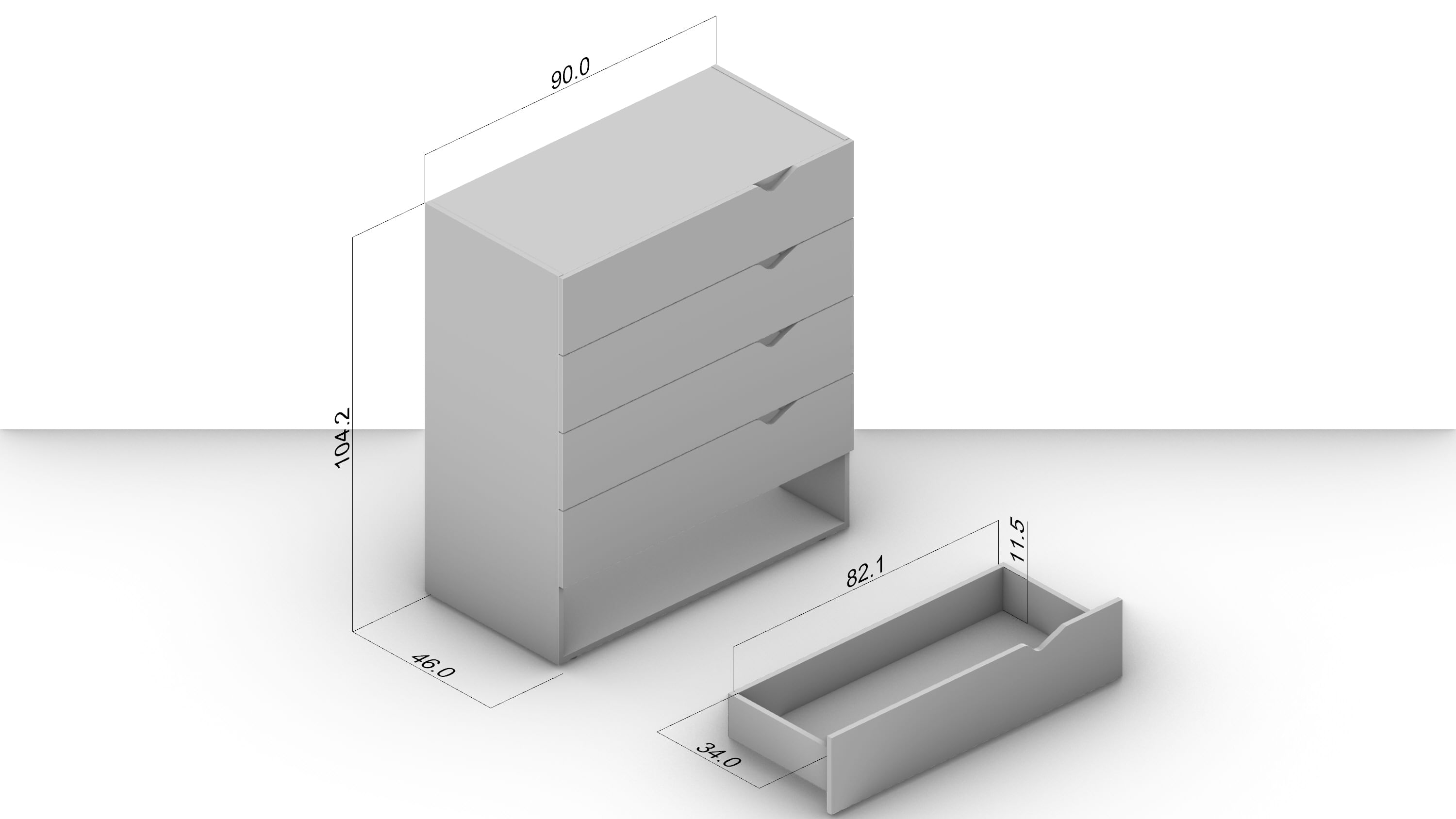 Cômoda Porto com 5 Gavetas Branco e Cinza - Imagem 4