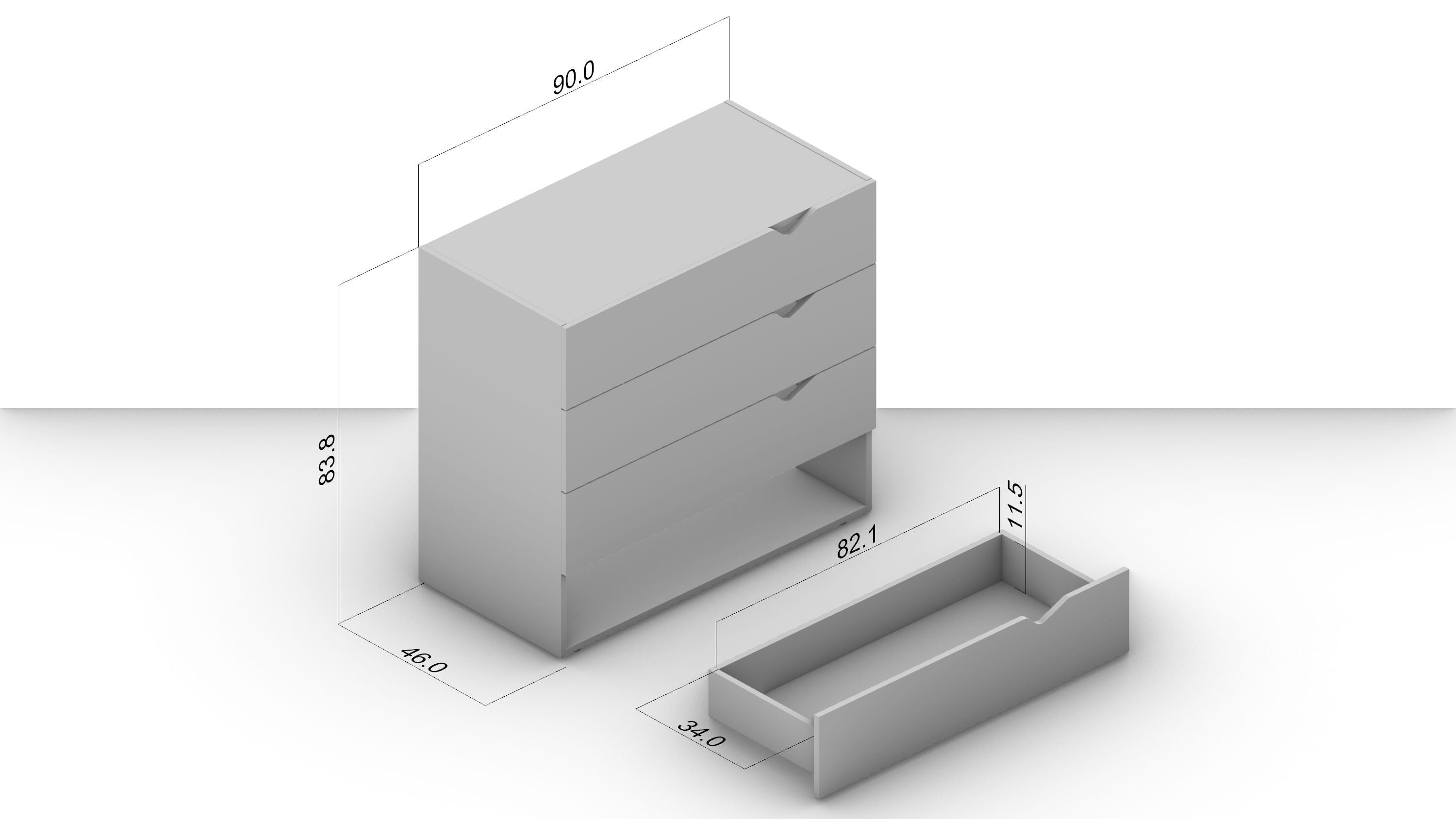 Cômoda Porto com 4 Gavetas Branco e Verde - Imagem 4