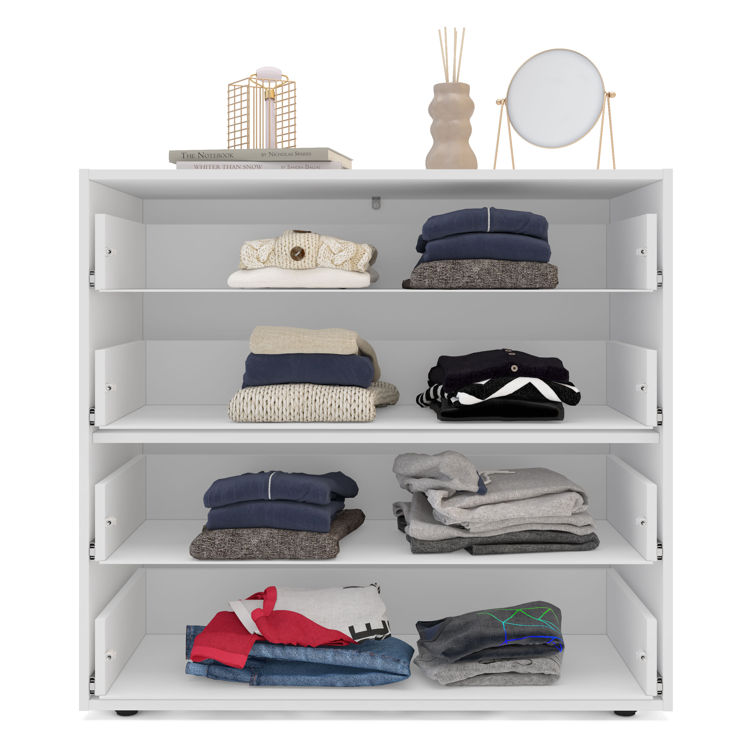 Cômoda Porto com 4 Gavetas Branco e Cinza - Imagem 2