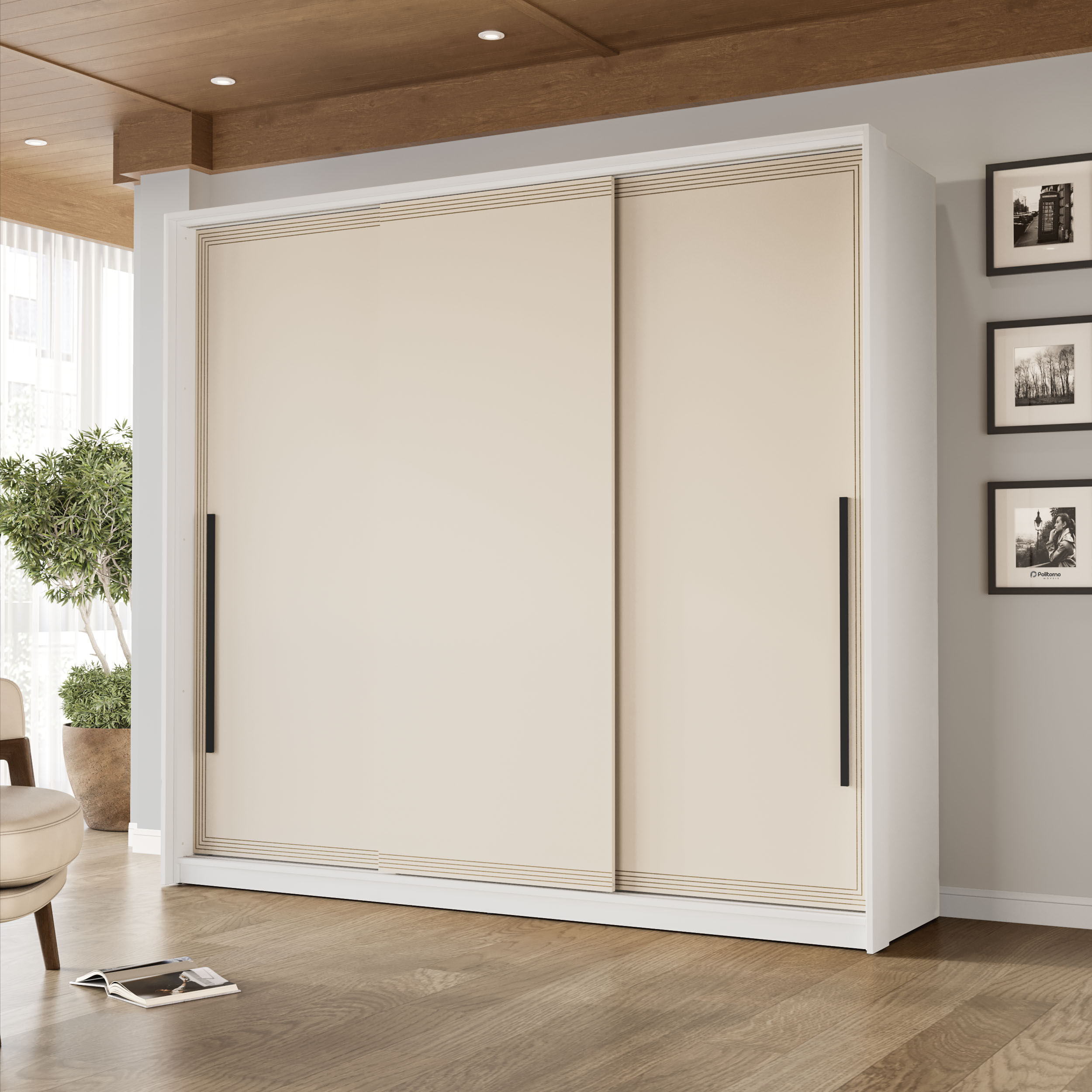 Guarda-Roupa Valencia com 3 Portas de Correr Branco | Openbox2