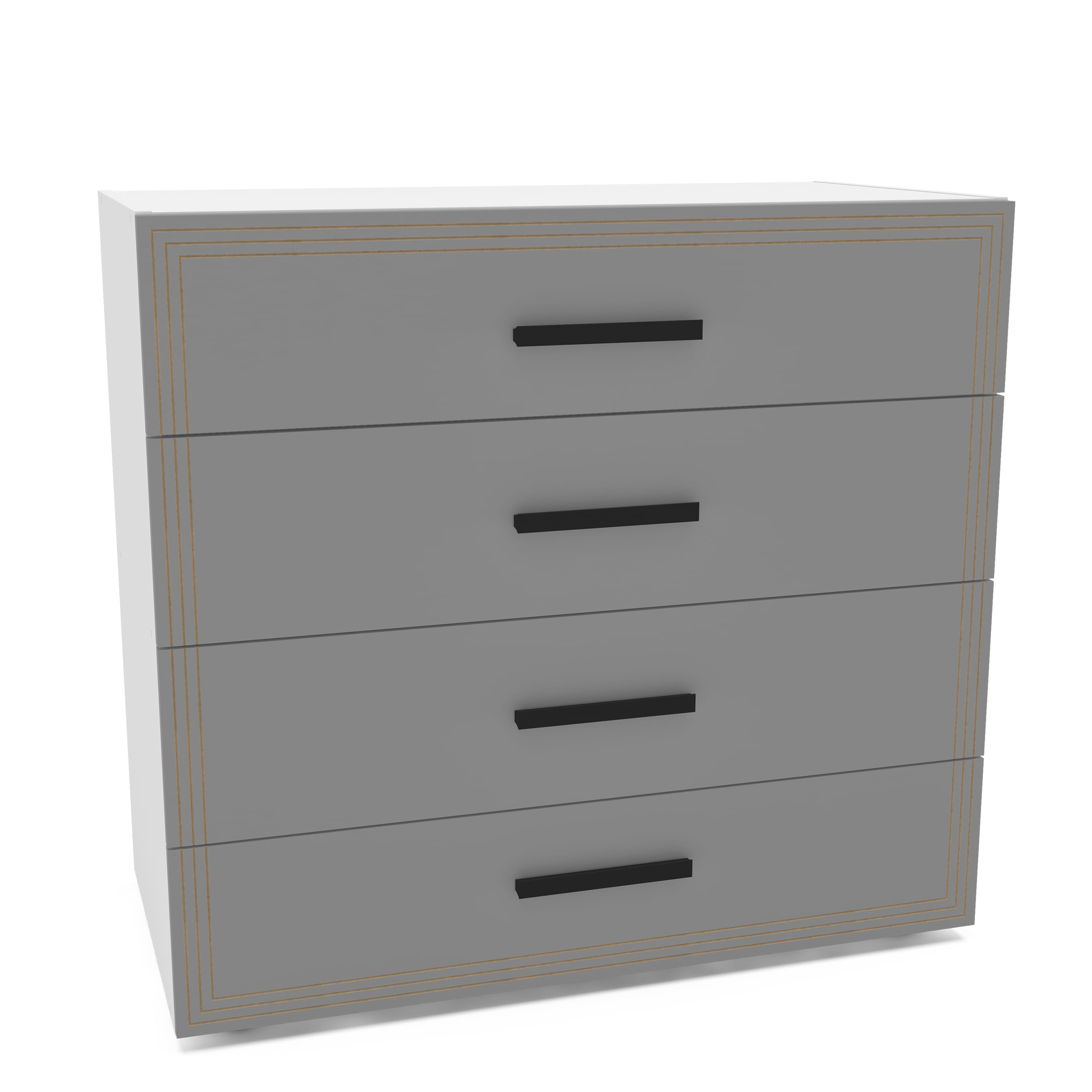 Cômoda Valencia 4 Gavetas Branco e Cinza