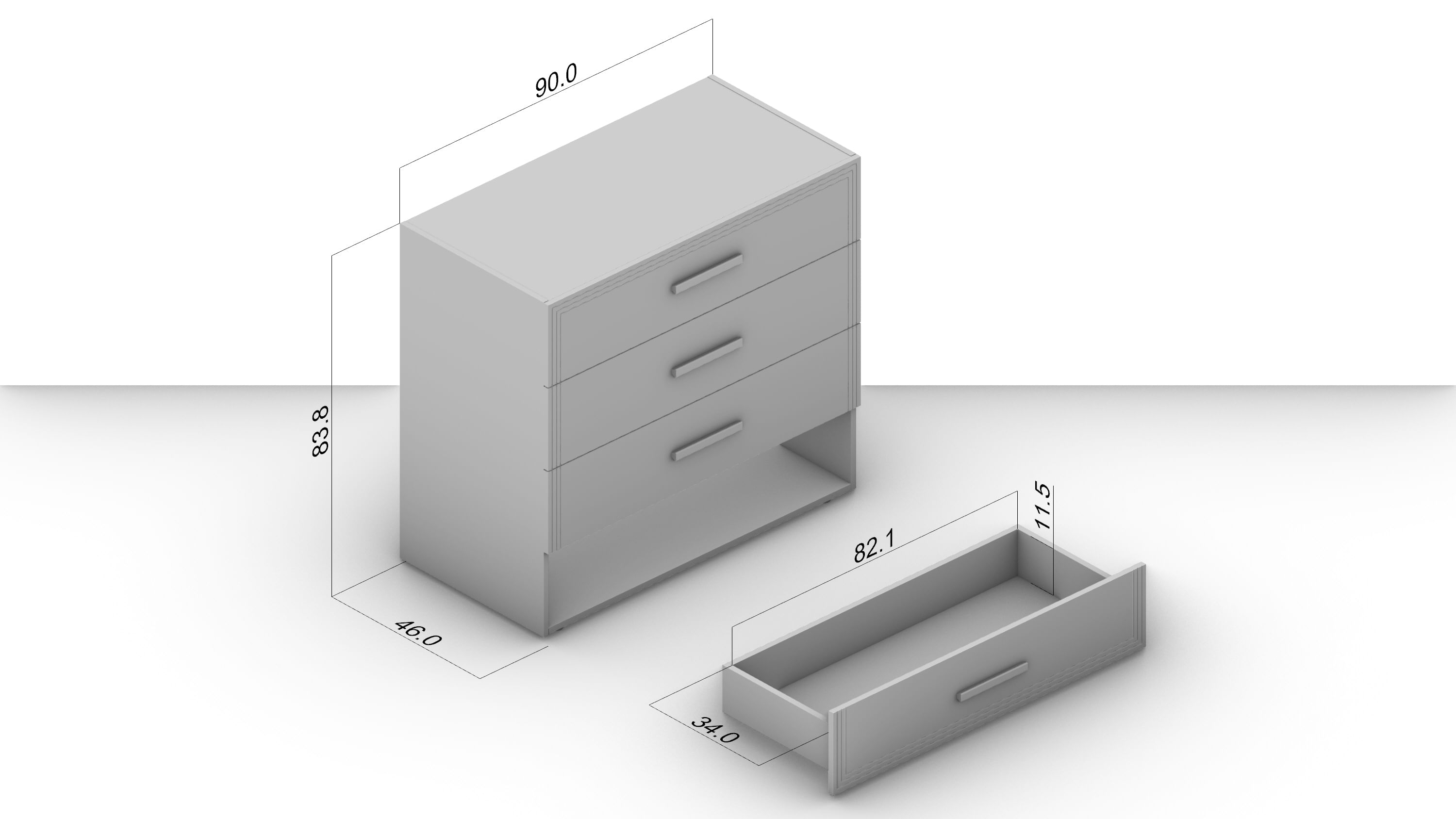 Cômoda Valencia 4 Gavetas Branco e Creme - Imagem 4