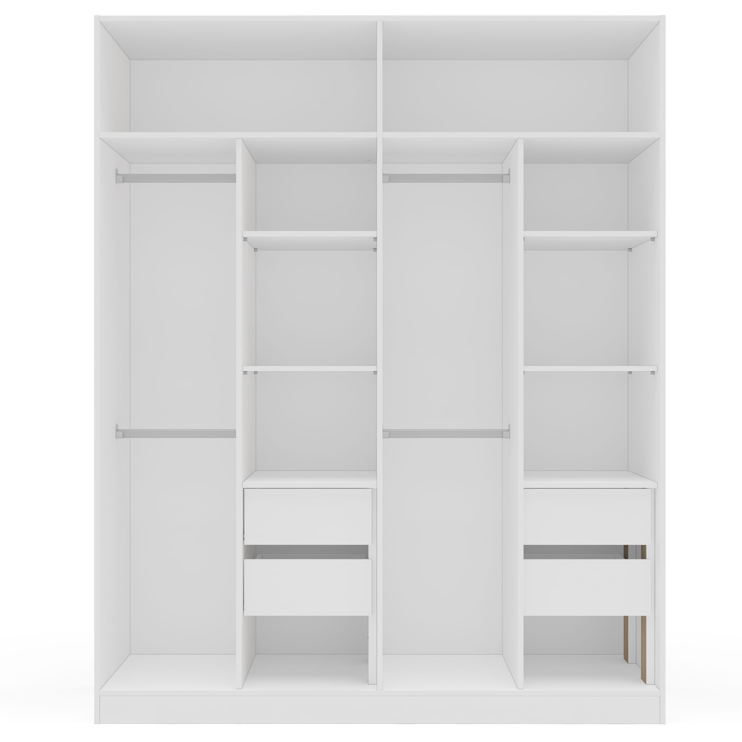 Guarda Roupa Valencia com 4 Portas e 4 Gavetas Branco e Cinza - Imagem 2