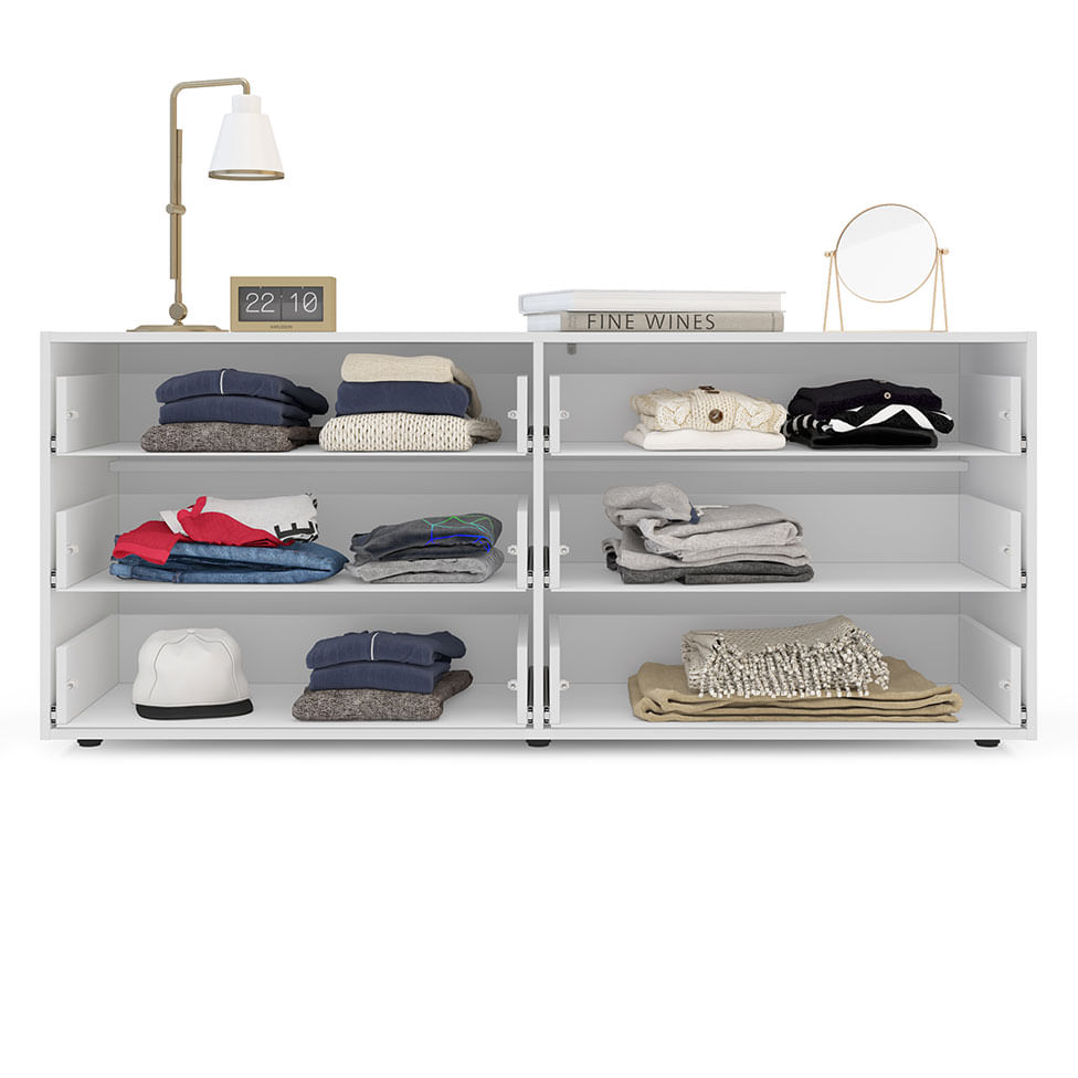 Cômoda Valencia 6 Gavetas Branca e Creme - Imagem 2