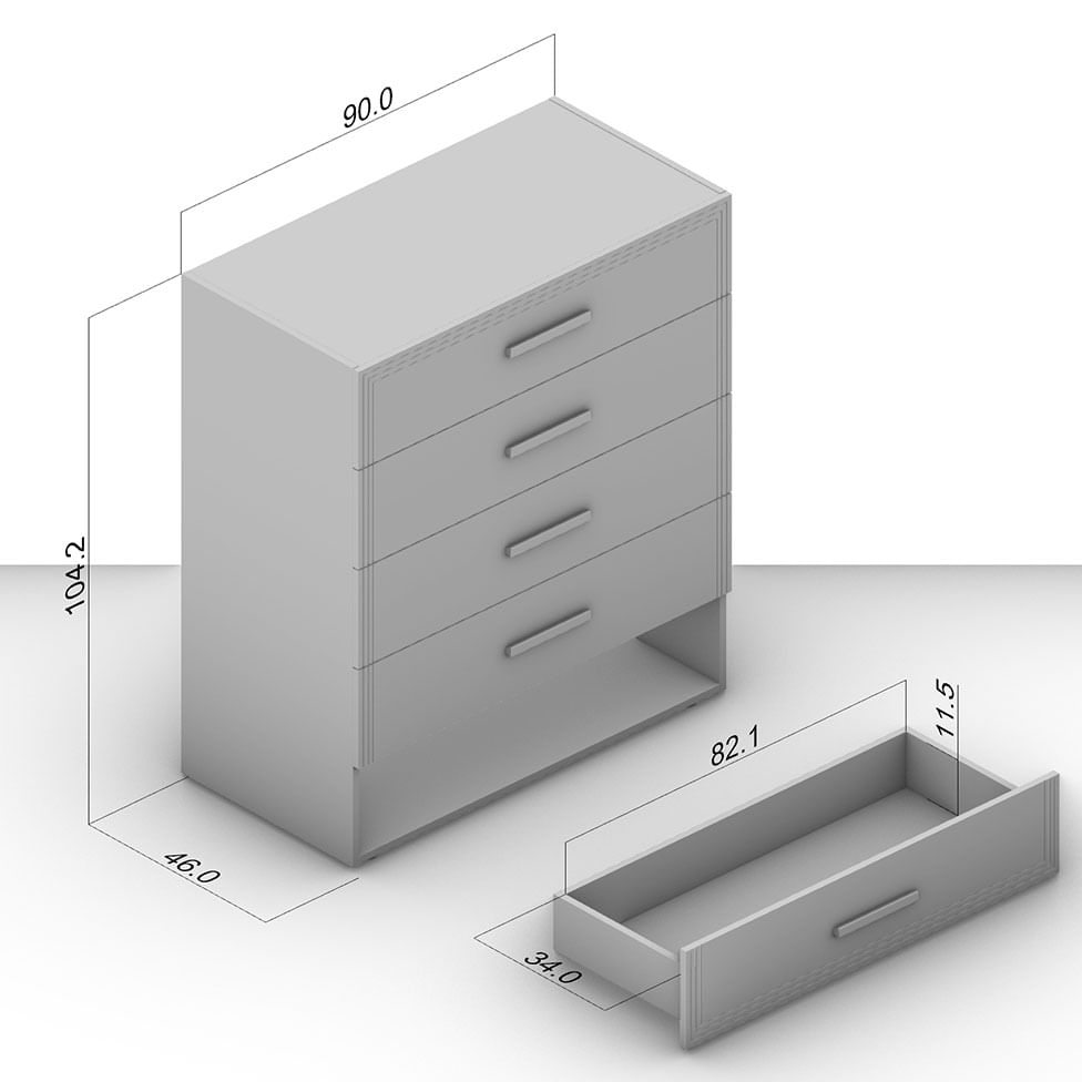 Cômoda Valencia 5 Gavetas Branca e Freijó - Imagem 5