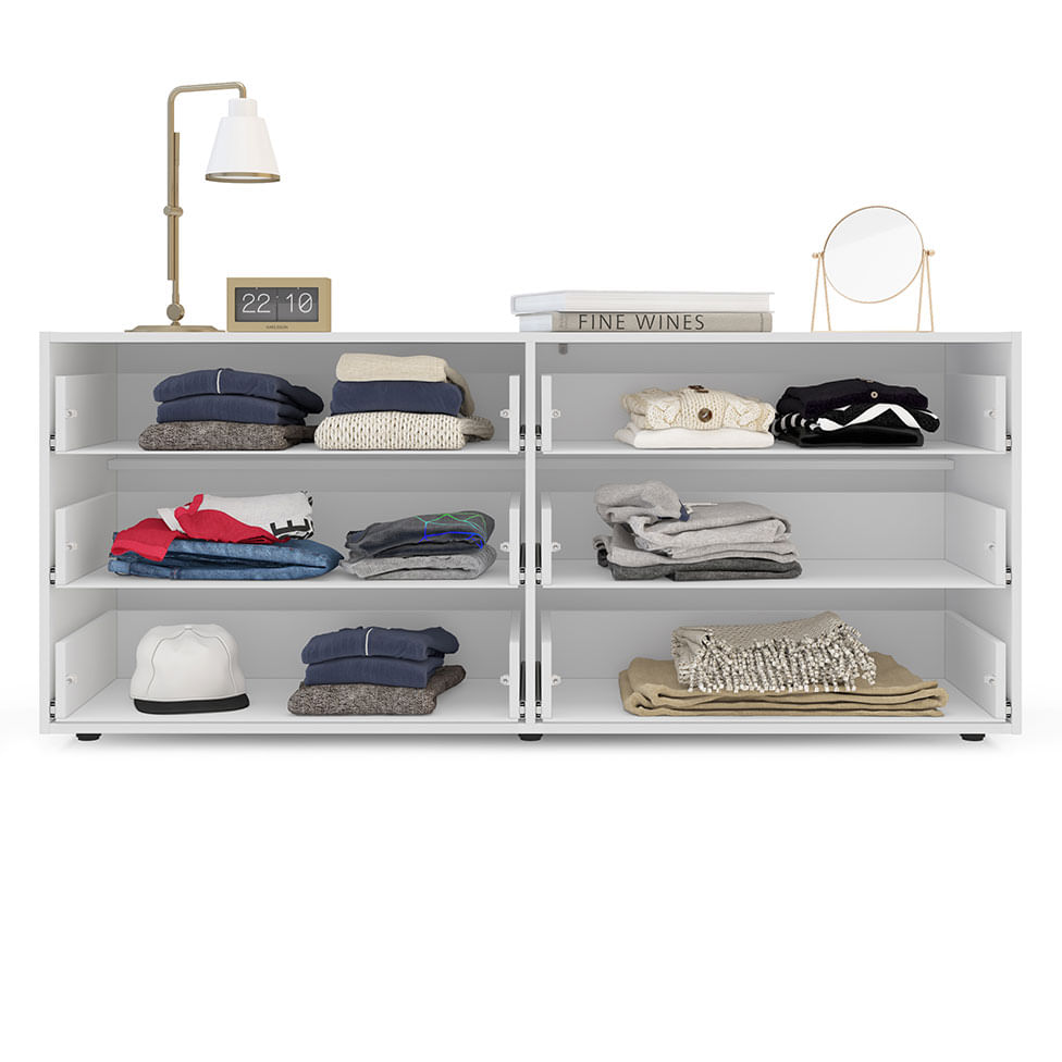 Cômoda Valencia 6 Gavetas Branca e Cinza - Imagem 2