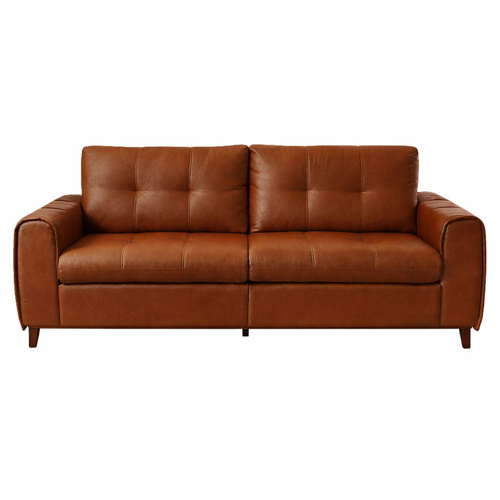 Sofa Leblon Fixo em Courino Caramelo Base Canela 2,20m