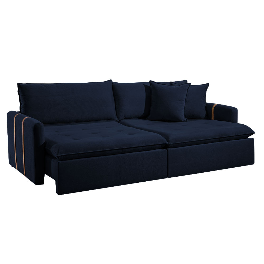 Sofá Royale 4 Lugares 2,40m Couro Legítimo Preto D30 | Openbox2
